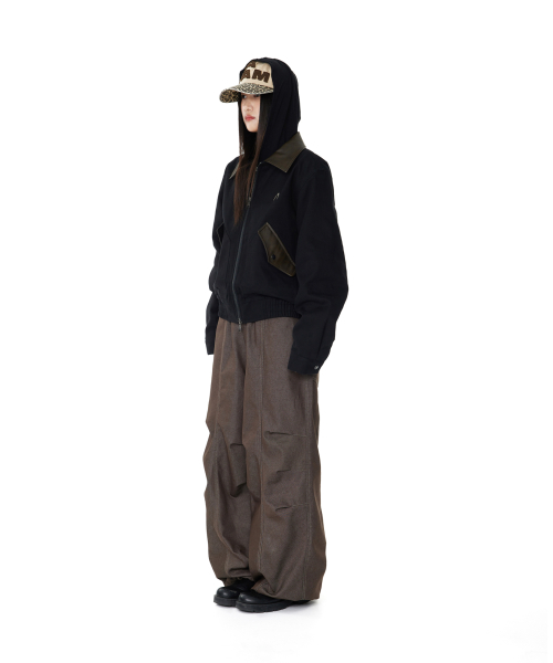 Knee Pin-tuck Printed Denim штаны (Brown)
