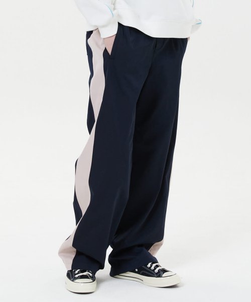 Blue with 'M' Embroidery Wide Leg Jogger