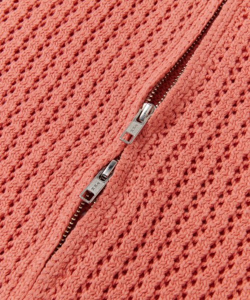 Ажурный вязаный зип-ап с воротником - Coral Pink