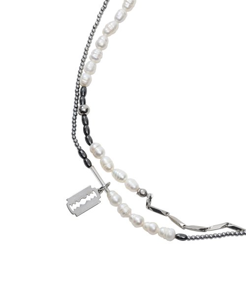 Tiffany Pearl and Stainless Steel Lock Necklace