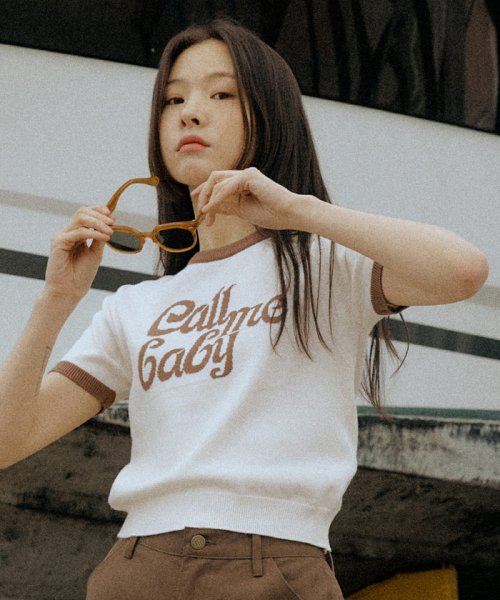 MUSINSA | CALL ME BABY Baby Ringer knit _ ivory/Brown