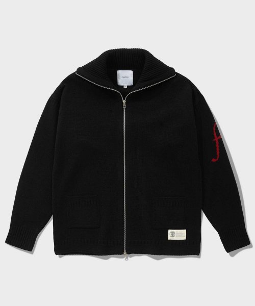 Шерстяной кардиган на молнии с логотипом F (Black)