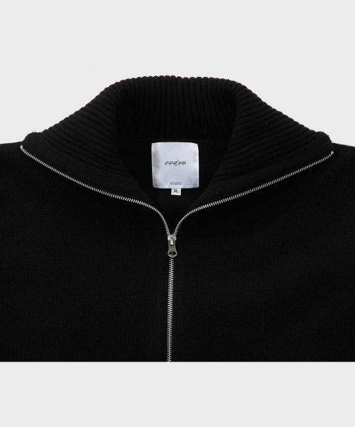 Шерстяной кардиган на молнии с логотипом F (Black)