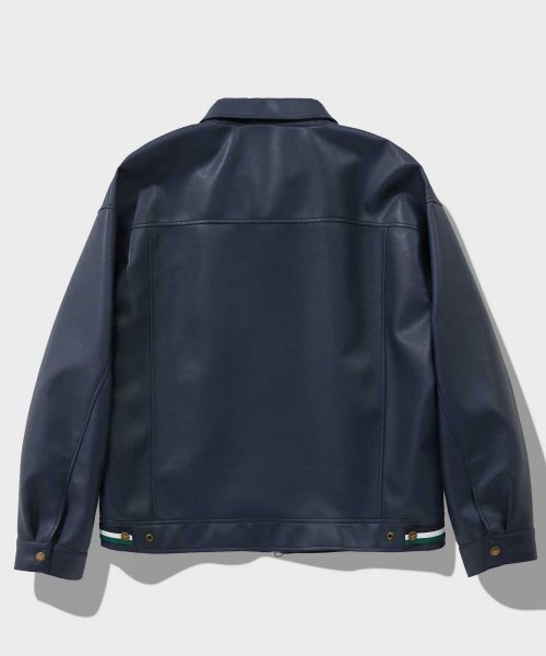 Кожаная куртка на молнии (Navy)