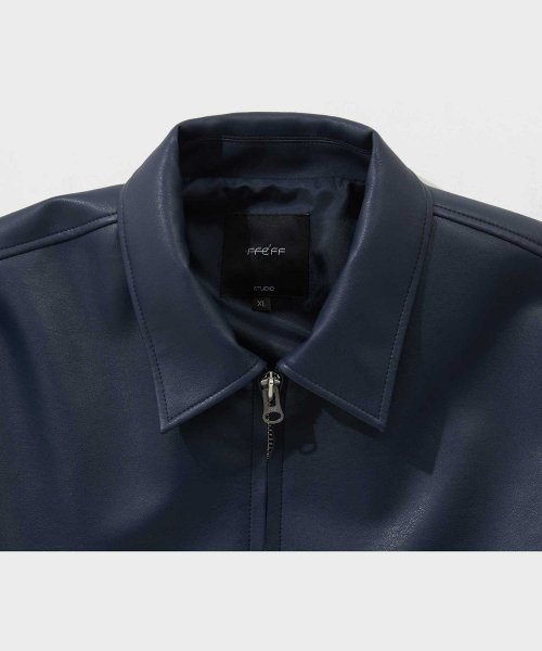 Кожаная куртка на молнии (Navy)