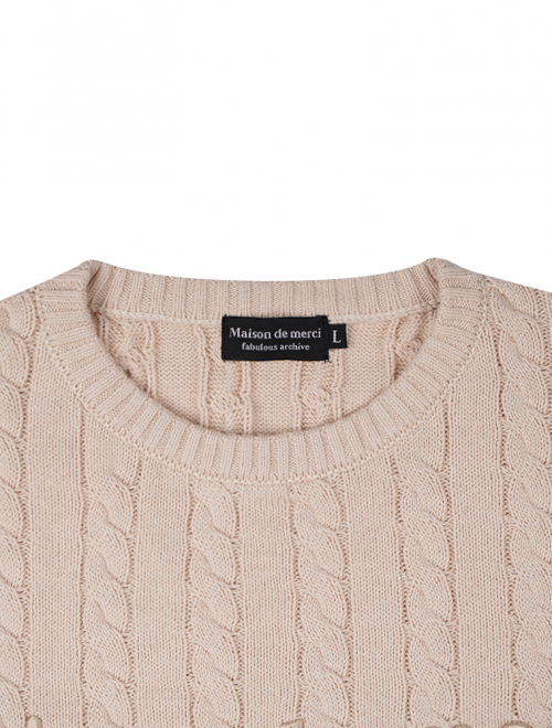 Унисекс джемпер косами с круглым вырезом Beige (FCD1KT207M)