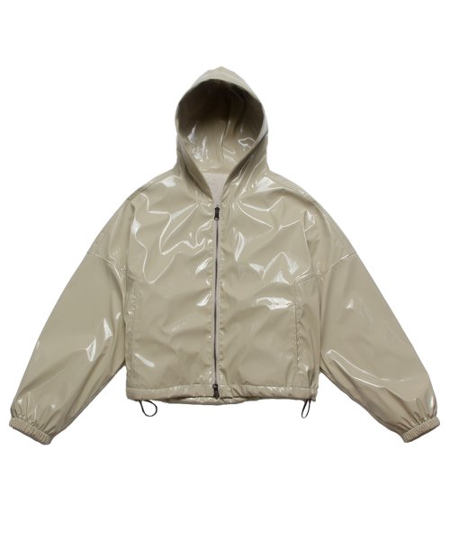Двусторонний глянцевый анорак на молнии Beige