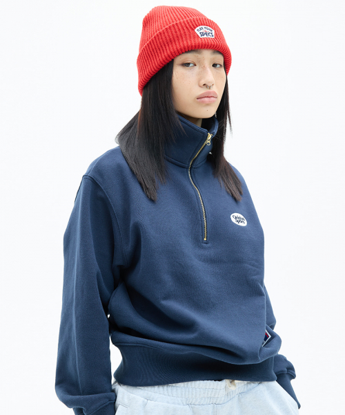 HALF ZIP-UP CREW NECK SWEATSHIRTS тёмно-синий