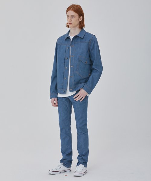 Джинсовая куртка селвидж с одним карманом Blue
