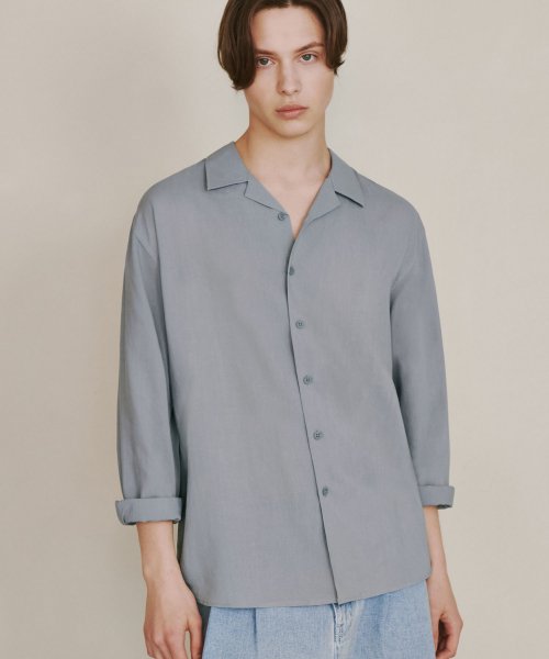 MUSINSA | ANOBLIR Loose Fit Open Collar Tencel Linen Shirt [Gracy