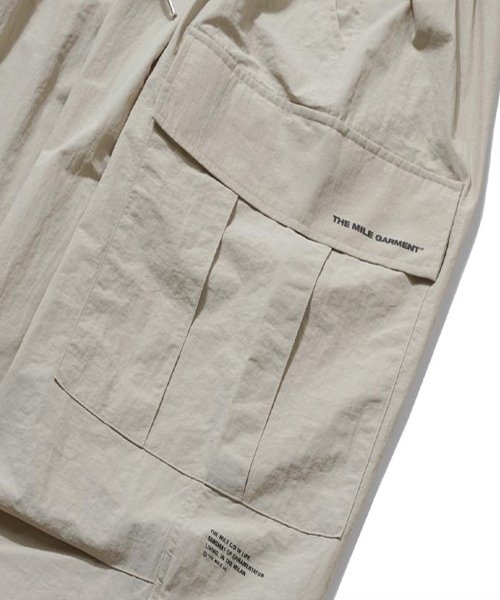 Широкие нейлоновые шаровары на шнурке ML Beige