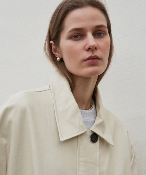 MID FAUX LEATHER JACKET CREAM