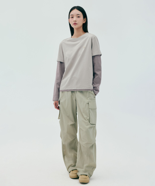 Нейлоновые брюки-парашюты карго - Beige