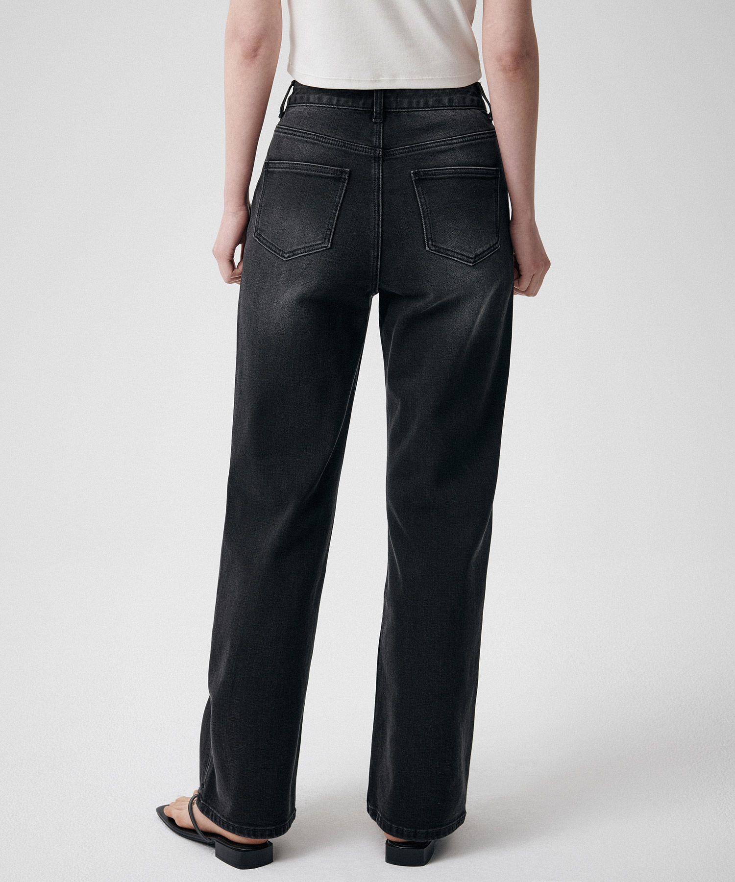 COOLTANDARD WOMENS прямой деним брюки WASHED чёрный