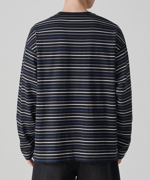 MULTI STRIPE RELAXED LONG SLEEVE T-рубашка 1 чёрный/синий