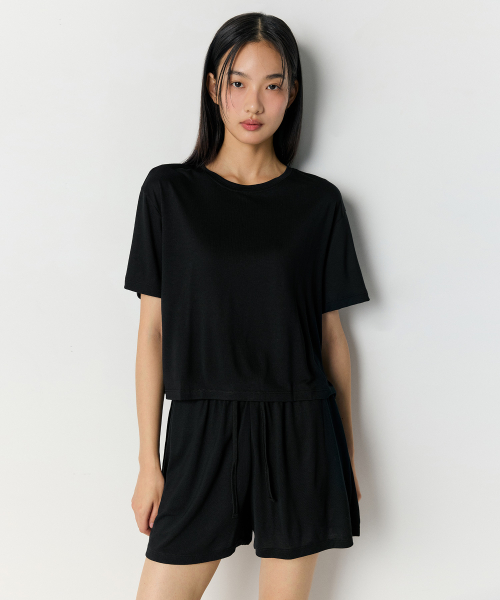 WOMENS MODAL HALF LOUNGE WEAR SET чёрный