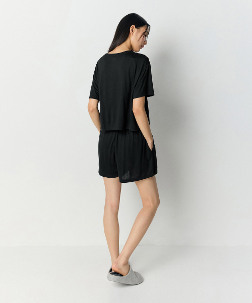 WOMENS MODAL HALF LOUNGE WEAR SET чёрный