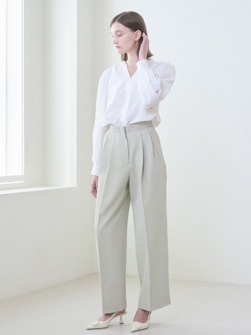 Two Tuck широкий брюки - Olive