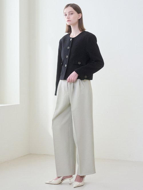 Two Tuck широкий брюки - Olive
