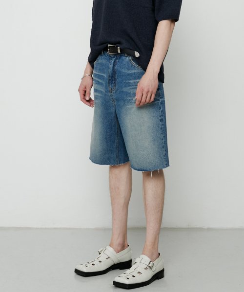 Бермуды из винтажного денима, Washed Blue