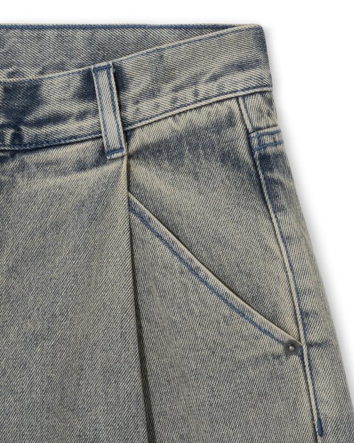 DEEP ONE TUCK SAND WASHED деним SHORTS SAND индиго