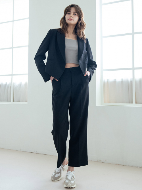 WED Hidden button широкий slacks BLACK