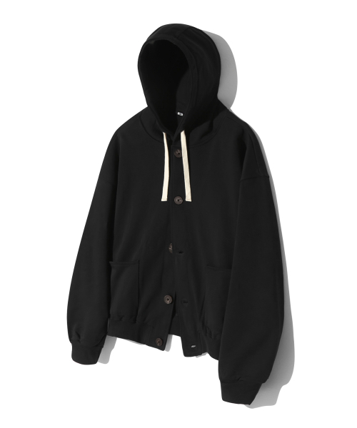 Плотное хлопковое худи на пуговицах (BLACK)