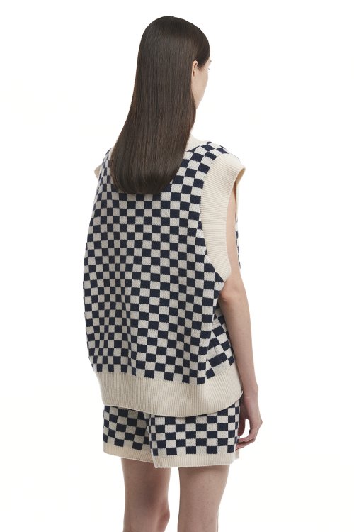 в клетку трикотаж Vest_WHITE/BLACK