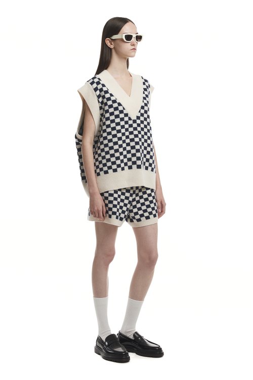 в клетку трикотаж Vest_WHITE/BLACK