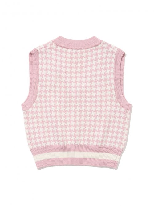 Женский кроп-жилет из жаккарда houndstooth [BABY-PINK]