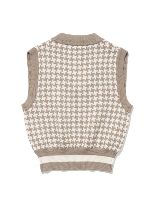 Женский кроп-жилет крупной вязки Houndstooth [BEIGE]