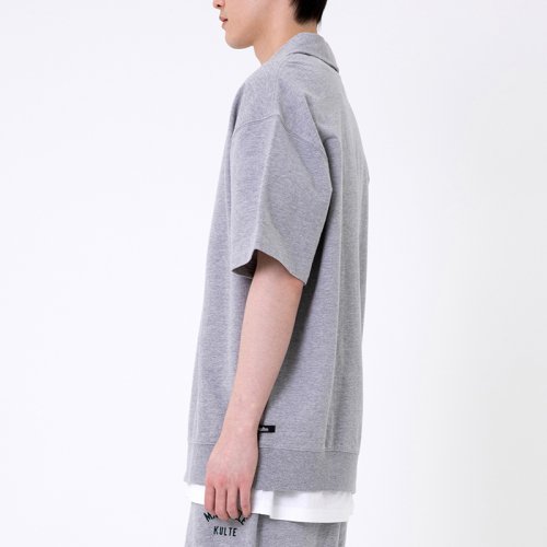 Футболка HARF ZIP SHORT SLEEVE CREWNECK меланж серый