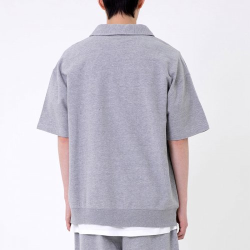 Футболка HARF ZIP SHORT SLEEVE CREWNECK меланж серый