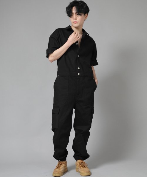 Карго-комбинезон джоггер с коротким рукавом RLCJ-515 Black