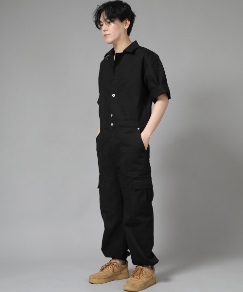 Карго-комбинезон джоггер с коротким рукавом RLCJ-515 Black