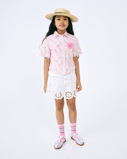 마르디 메크르디 레쁘띠(MARDI MERCREDI LESPETITS) KIDS COTTON SHIRT HALF SLEEVE FLORAL_CORAL PINK - 사이즈 & 후기 | 무신사