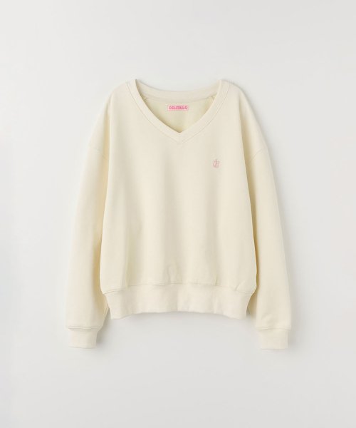 MINI LOGO V-NECK SWEATSHIRT_IVORY