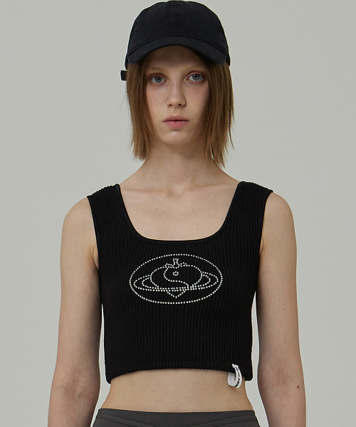 SPACE TOP IN BLACK x SILVER(crop трикотаж без рукавов)
