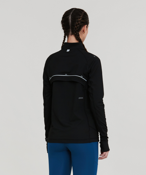 WOMENS PACER HALF-ZIP T SHIRTS_BLACK