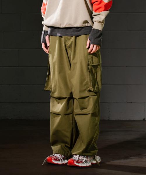 PLEATED cargo брюки / OLIVE