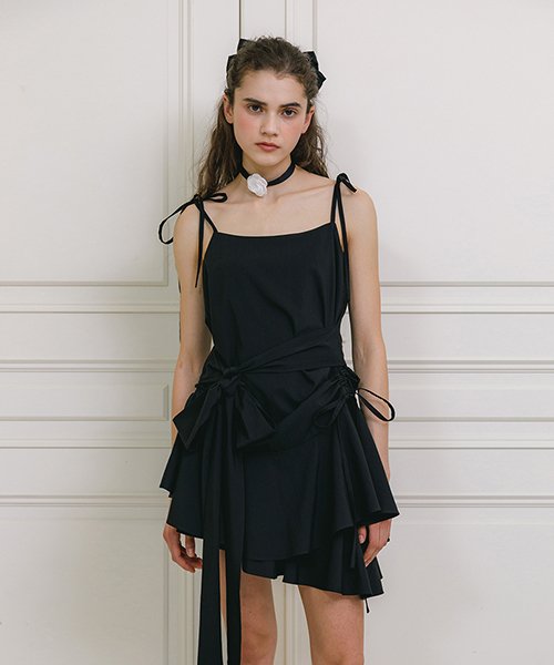 MUSINSA | REMANTIST Big Ribbon Multi Dress (Black) 