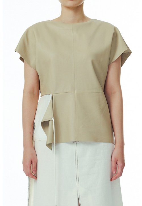 [ женский] Asymmetric Leather Top _R0SAS23002BEX