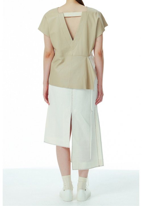 [ женский] Asymmetric Leather Top _R0SAS23002BEX