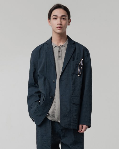 ( летний) OVERSIZED SEERSUCKER BLAZER JACKET_NAVY