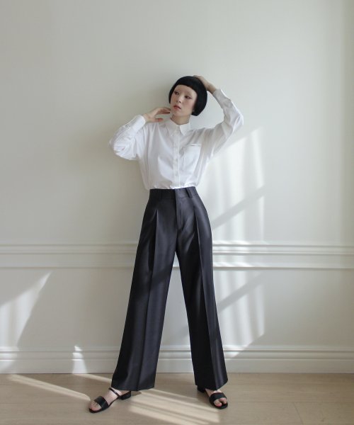 Classic Wide Wool Pants( CARBON GREY)