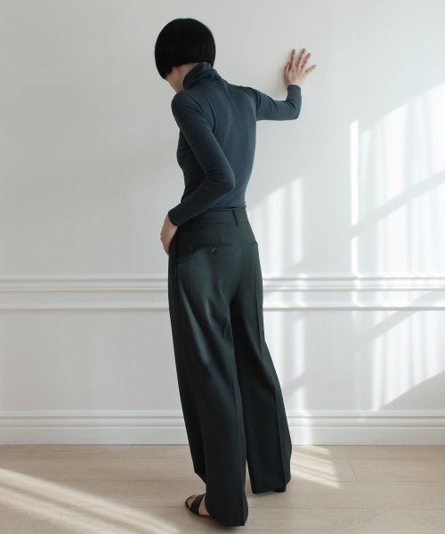 Classic Wide Wool Pants( GREEN)