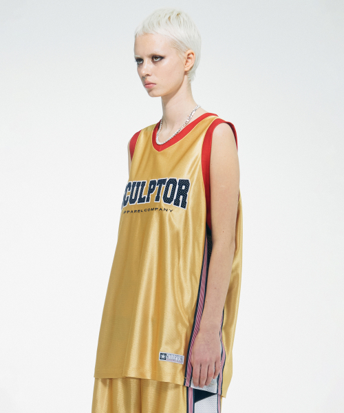 MUSINSA | SCULPTOR Classic Logo Basketball Sleeveless Top Gold