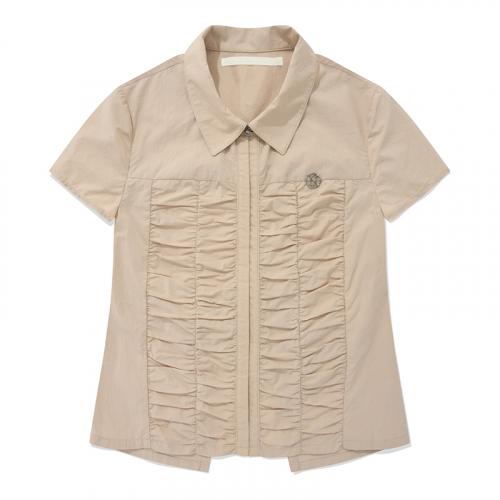 MUSINSA | KIRSH Collection Shirring Short Sleeve Shirt [Beige]