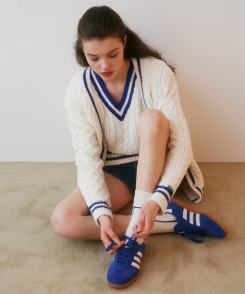 Oversized Cable Stripe Vest( Ivory)