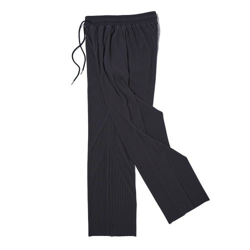 Плиссированные брюки semi-wide на резинке [BLACK]